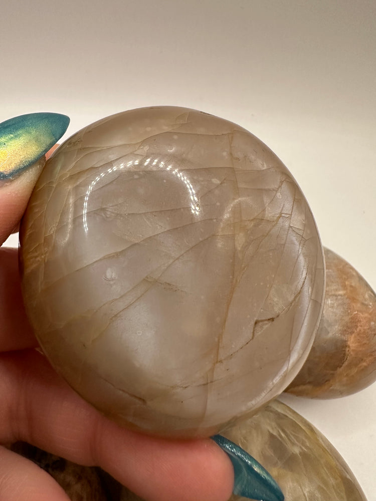 Peach Moonstone Palm Stones