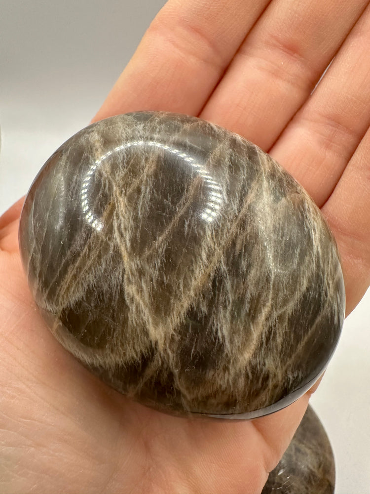 Black Moonstone Palm Stones