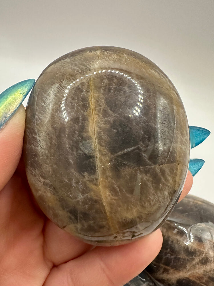 Black Moonstone Palm Stones