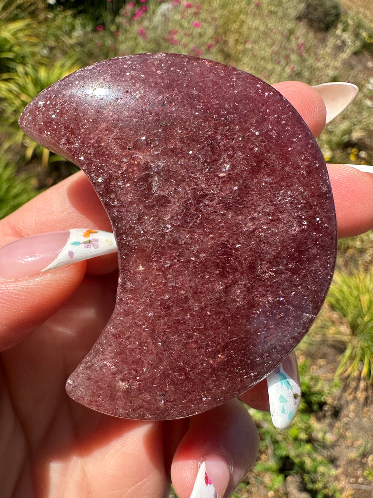 Strawberry Quartz Crescent Moons