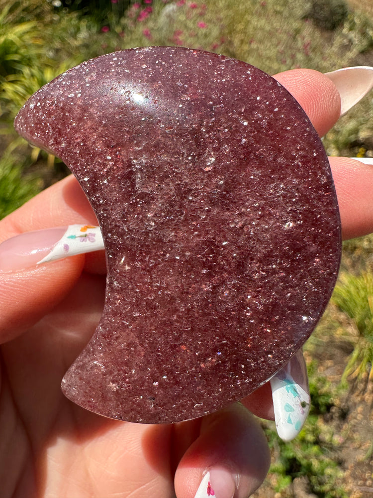 Strawberry Quartz Crescent Moons