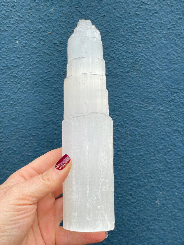 Large Satin Spar Selenite Tower
