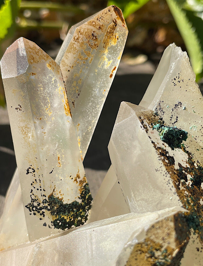 Chrysocolla on Clear Quartz