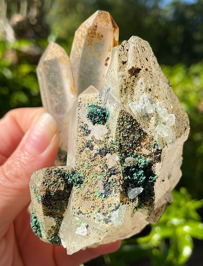 Chrysocolla on Clear Quartz