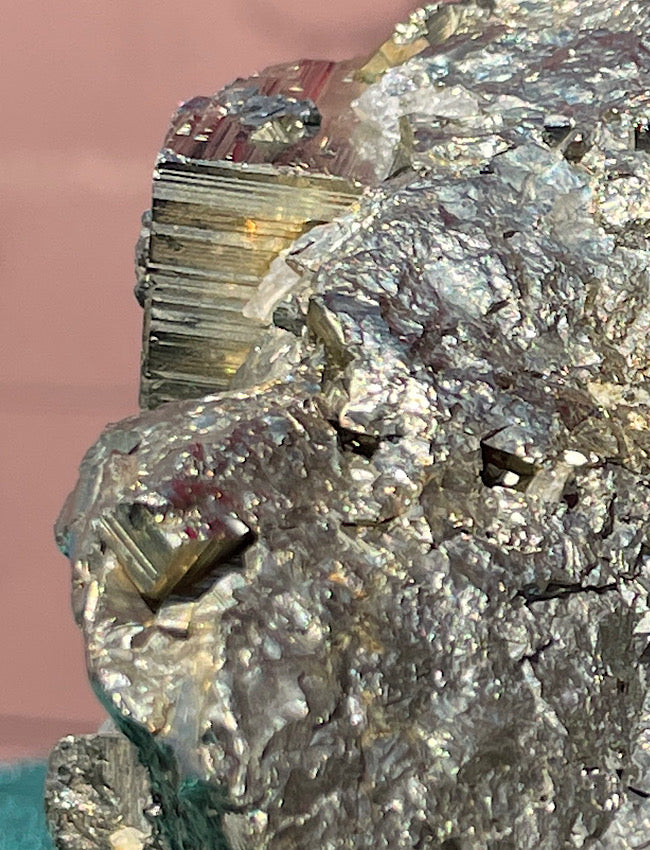 Pyrite, Chalcopyrite & Clear Quartz on Black Tourmaline