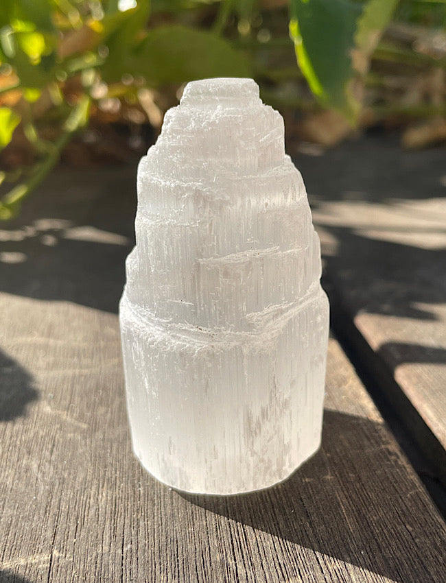 Satin Spar Selenite Mini Tower