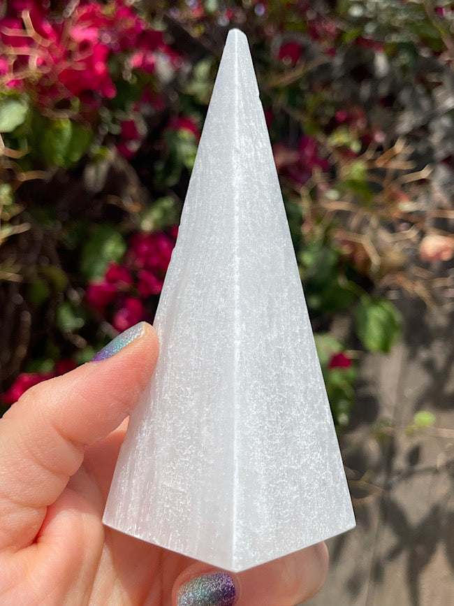 Satin Spar Selenite Pyramid