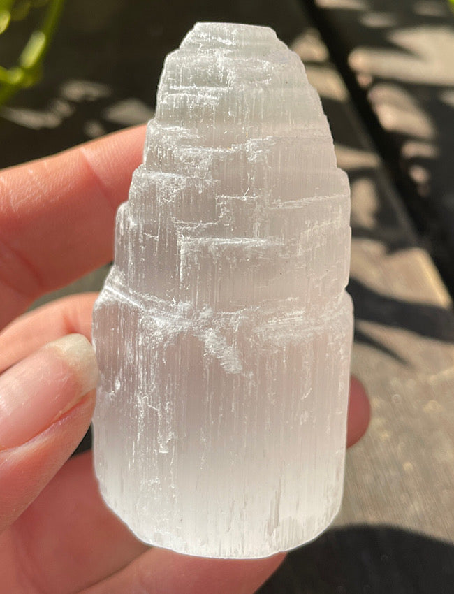 Satin Spar Selenite Mini Tower