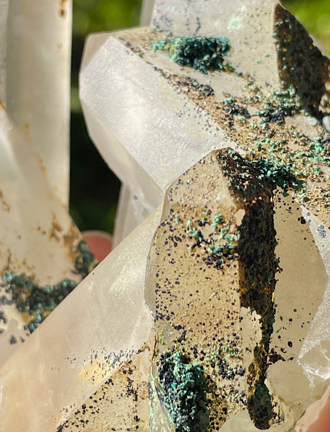 Chrysocolla on Clear Quartz