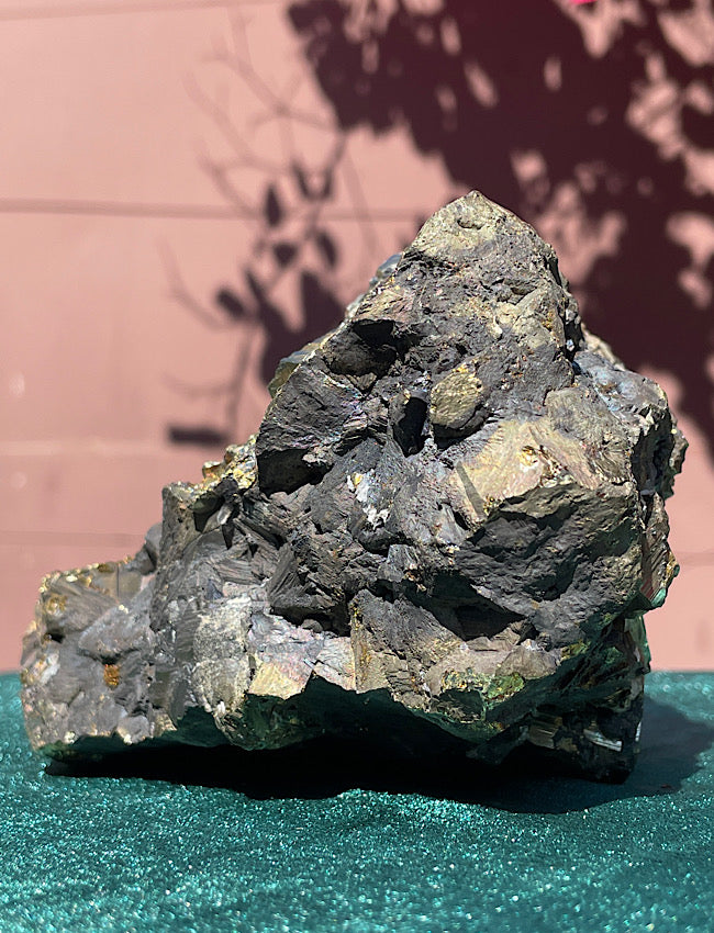 Pyrite, Chalcopyrite & Clear Quartz on Black Tourmaline