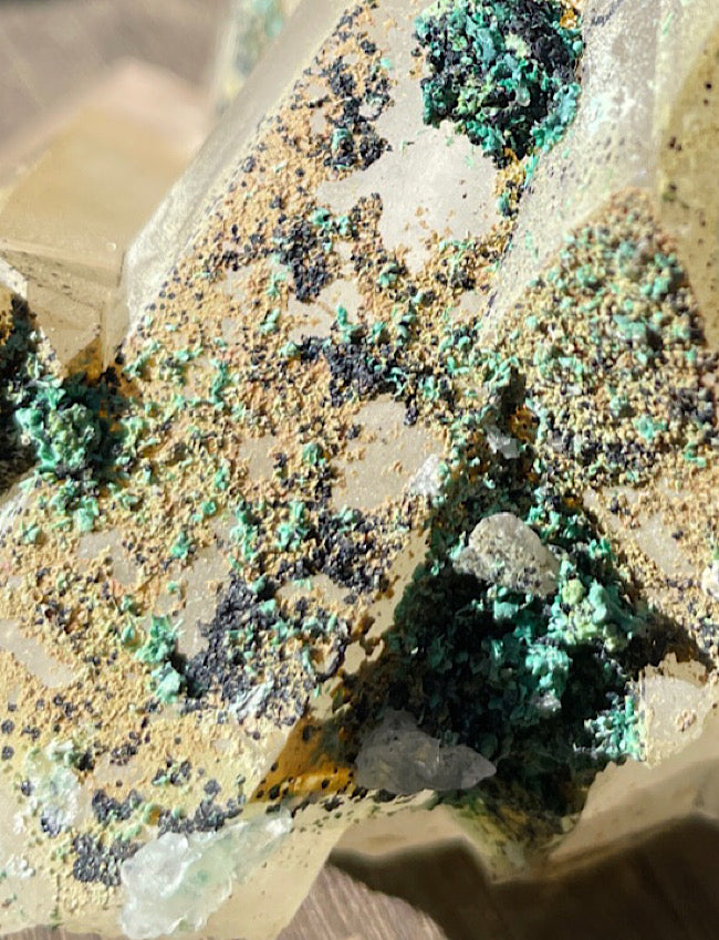 Chrysocolla on Clear Quartz