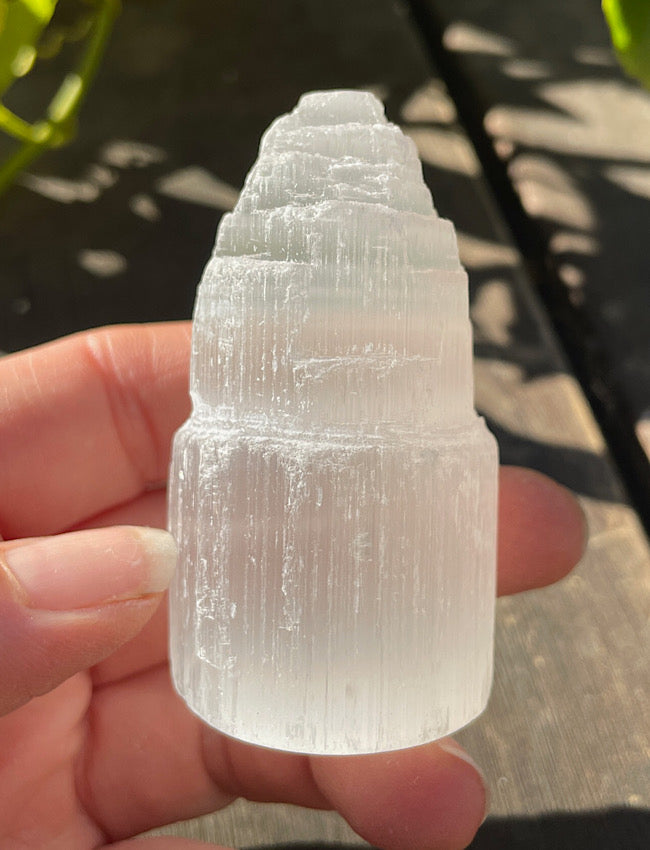 Satin Spar Selenite Mini Tower