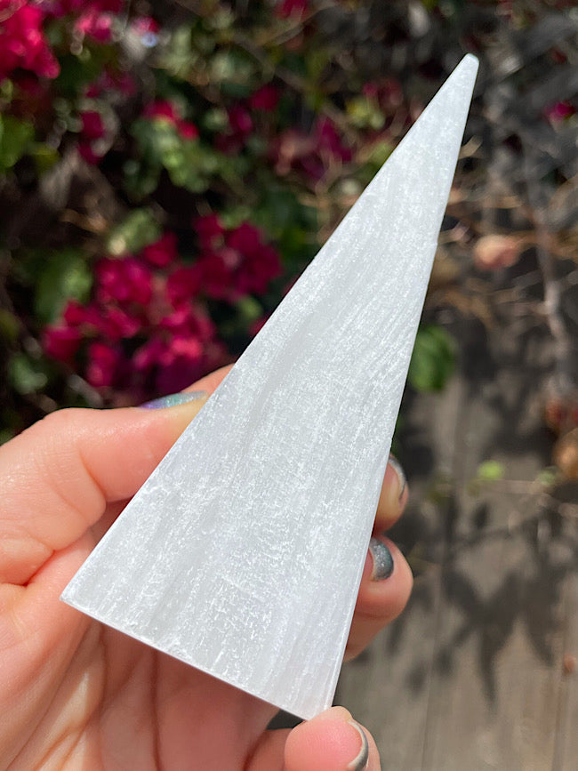 Satin Spar Selenite Pyramid