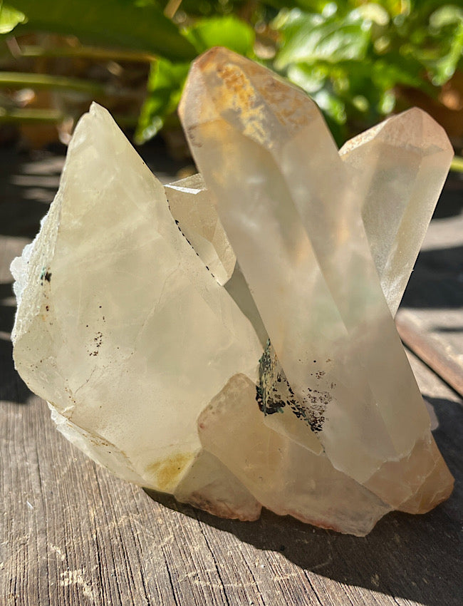 Chrysocolla on Clear Quartz