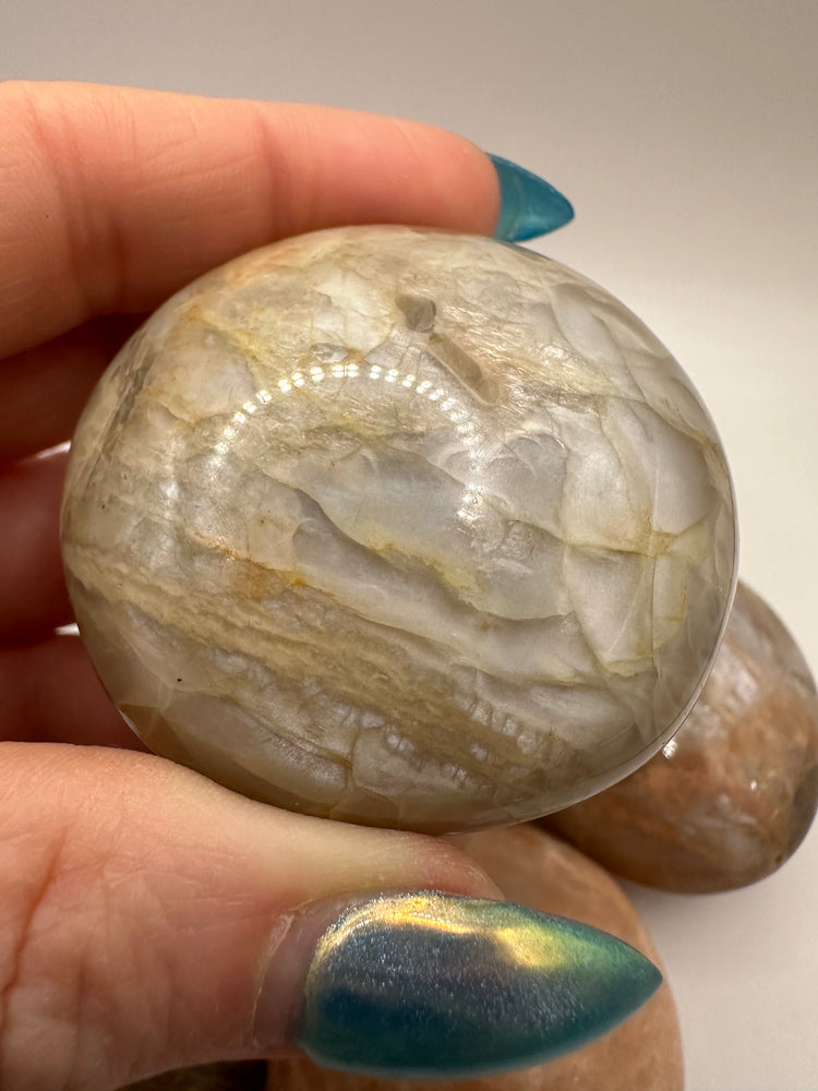 Peach Moonstone Palm Stones