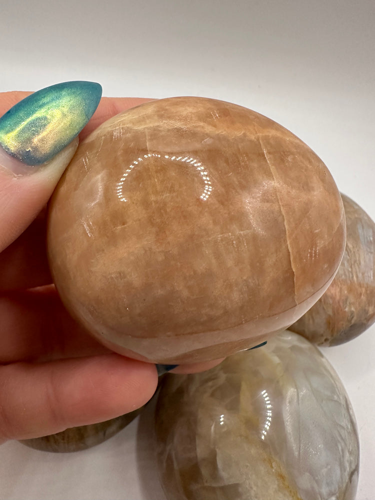 Peach Moonstone Palm Stones