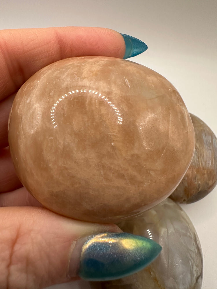 Peach Moonstone Palm Stones