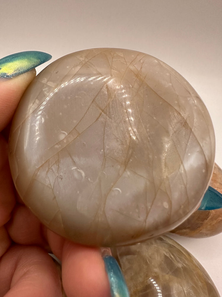 Peach Moonstone Palm Stones