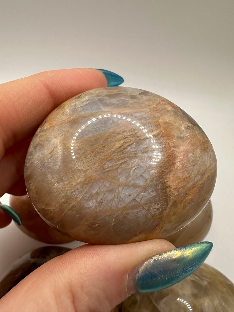 Peach Moonstone Palm Stones