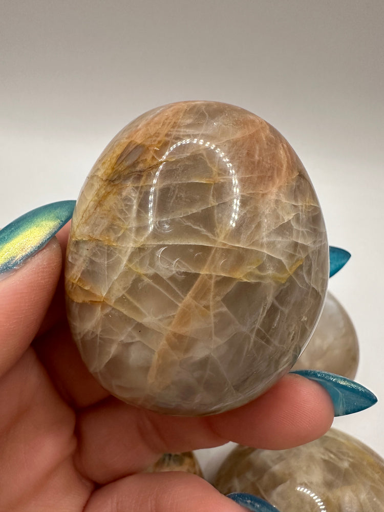 Peach Moonstone Palm Stones