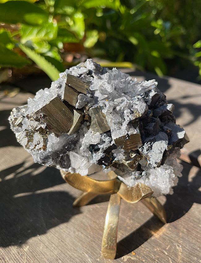 Black Tourmaline, Clear Quartz, and Pyrite Cluster