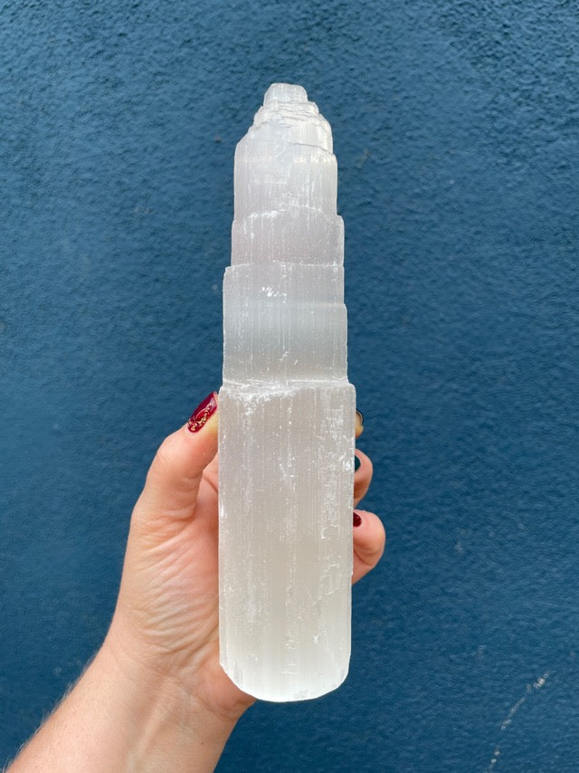 Large Satin Spar Selenite Tower