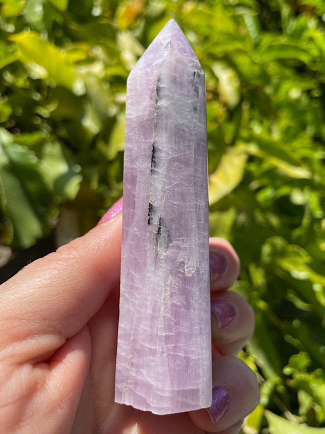 Kunzite Point with Black Tourmaline