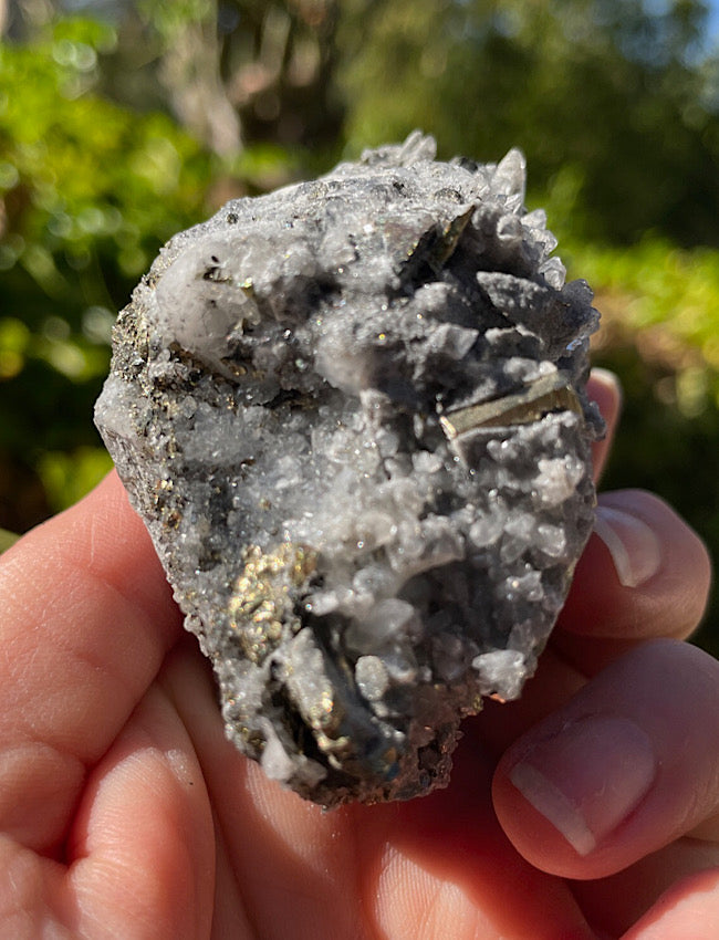 Black Tourmaline, Clear Quartz, and Pyrite Cluster