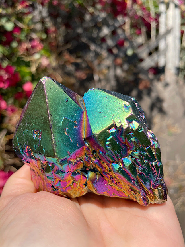 Titanium Aura Quartz Cluster