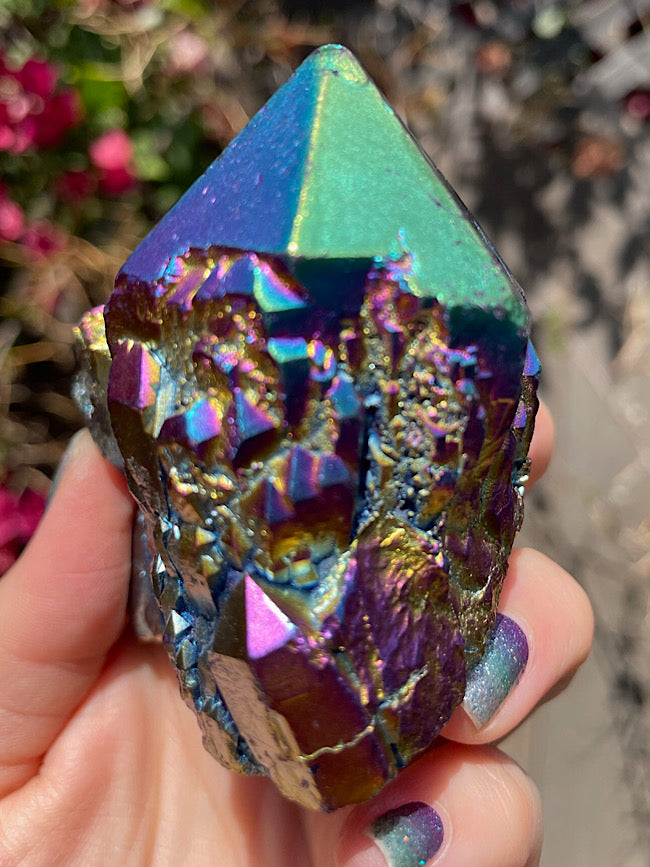 Titanium Aura Quartz Cluster