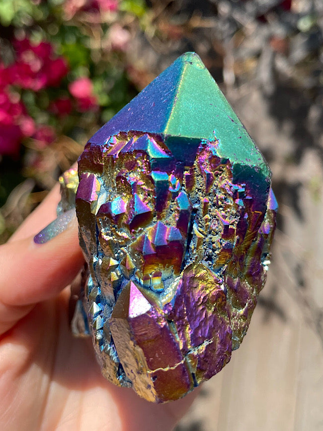 Titanium Aura Quartz Cluster