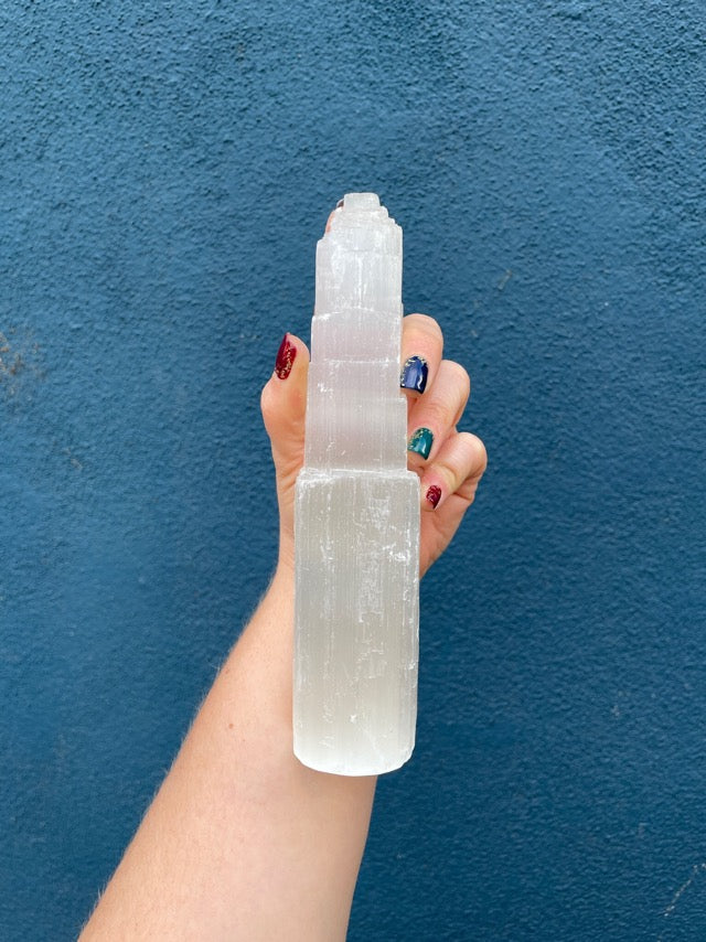 Large Satin Spar Selenite Tower