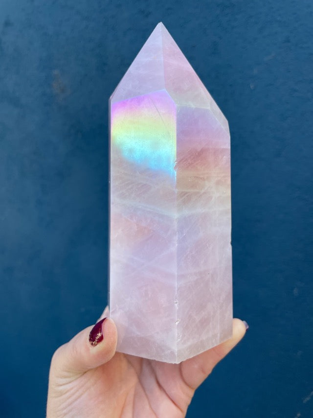 Large Angel Aura Rose Quartz Point