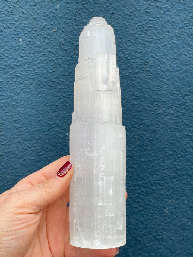 Large Satin Spar Selenite Tower