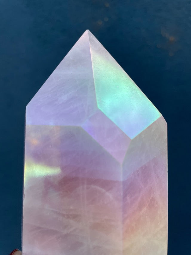 Large Angel Aura Rose Quartz Point