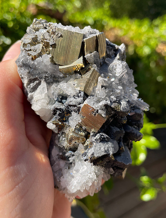 Black Tourmaline, Clear Quartz, and Pyrite Cluster