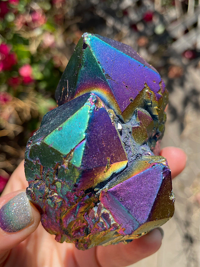 Titanium Aura Quartz Cluster