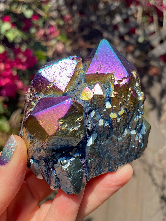 Titanium Aura Quartz Cluster