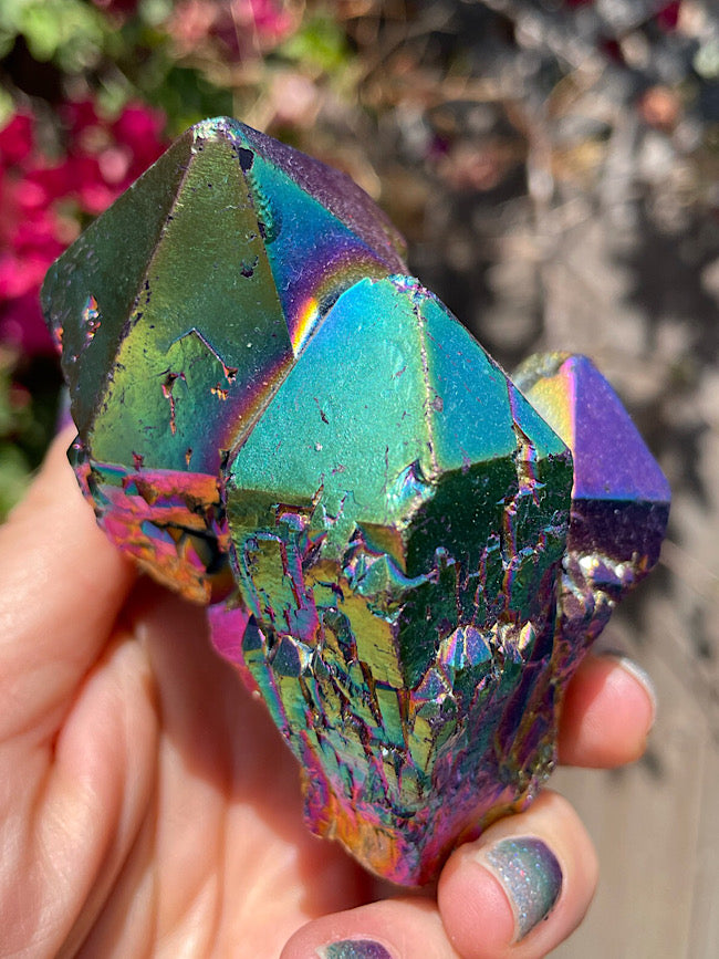 Titanium Aura Quartz Cluster