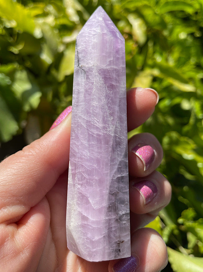 Kunzite Point with Black Tourmaline