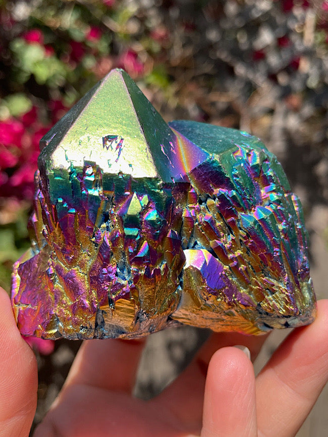 Titanium Aura Quartz Cluster