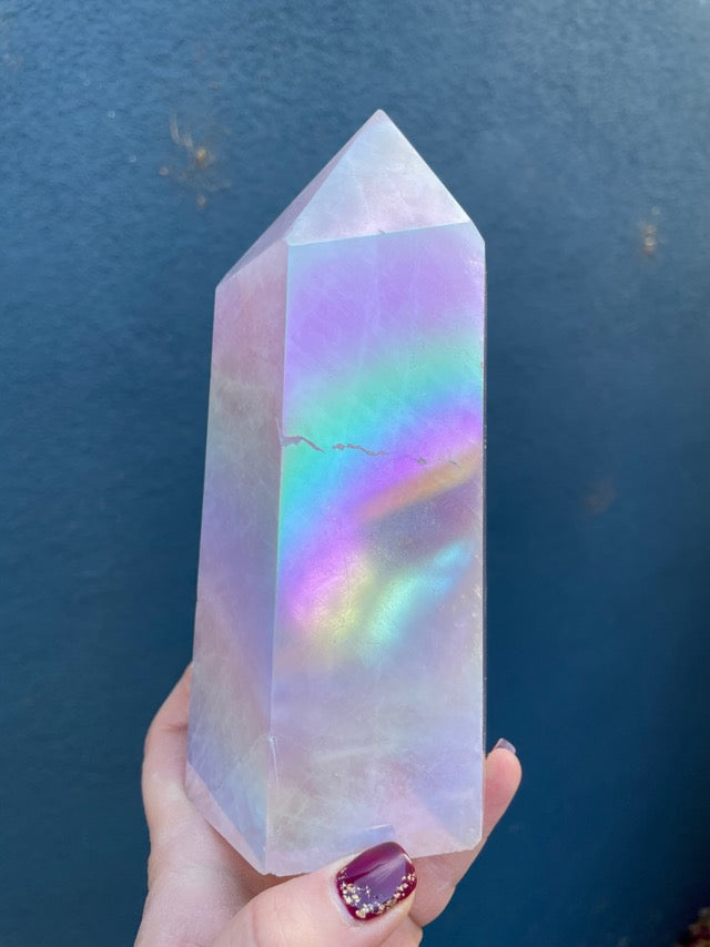 Large Angel Aura Rose Quartz Point