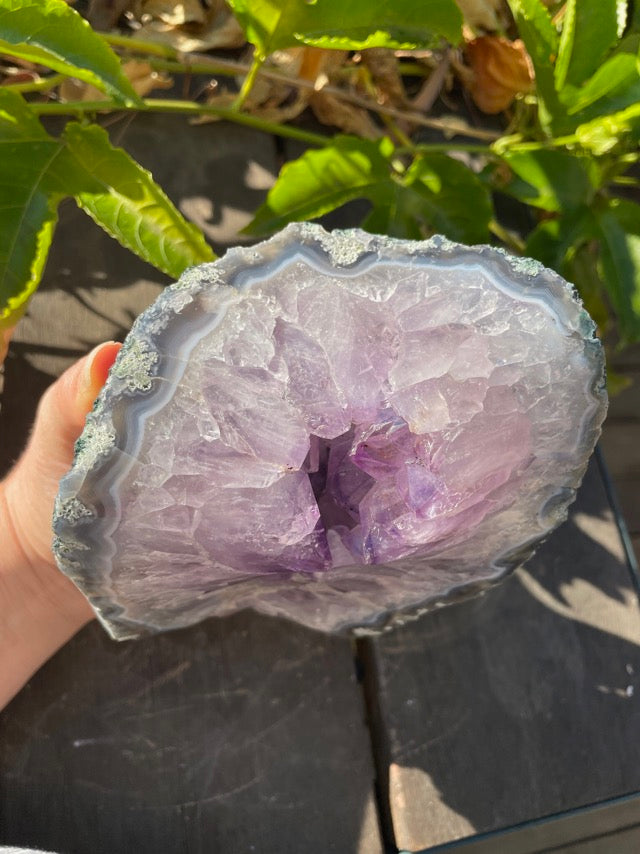 Amethyst on Agate Matrix