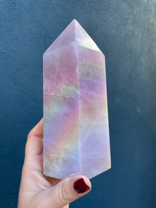 Large Angel Aura Rose Quartz Point