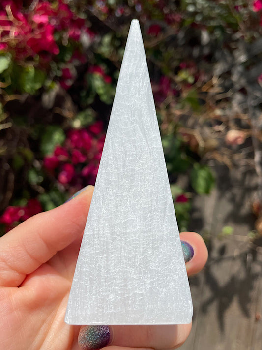 Satin Spar Selenite Pyramid