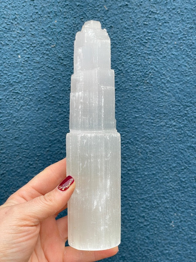 Large Satin Spar Selenite Tower