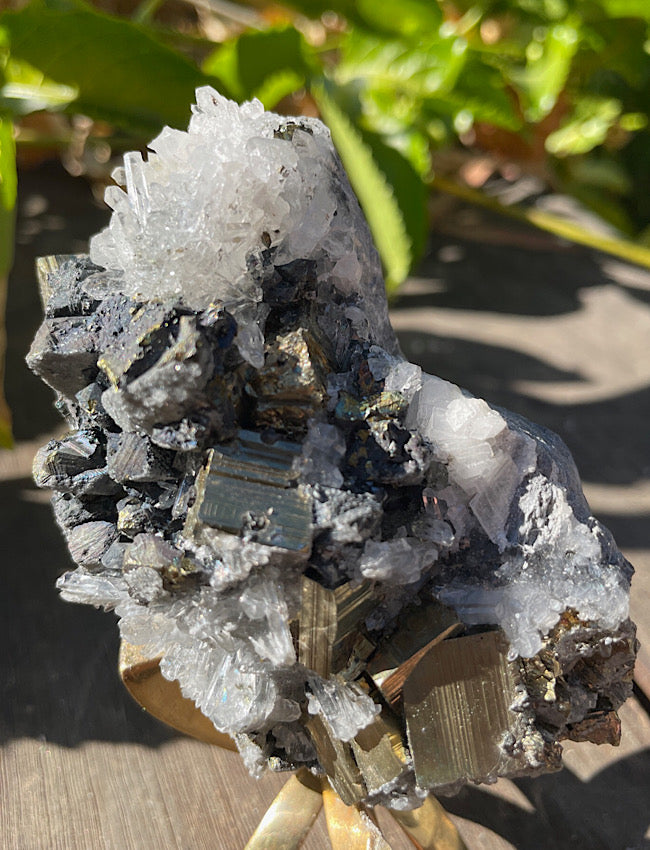 Black Tourmaline, Clear Quartz, and Pyrite Cluster