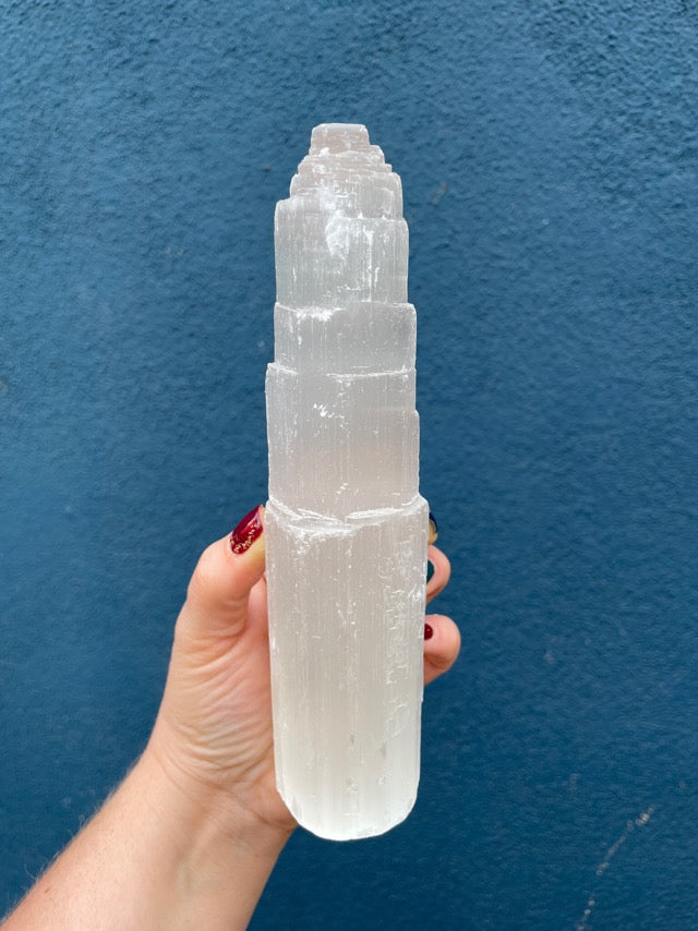 Large Satin Spar Selenite Tower